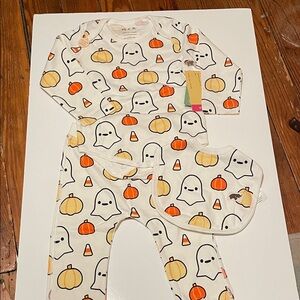 M&A Monica & Andy 18-24 MOS Gender Neutral Halloween Ghost & Pumpkin Outfit NWT